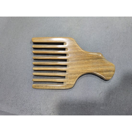 Wooden Hair Pick Green Sandalwood Wide Tooth Hair Comb